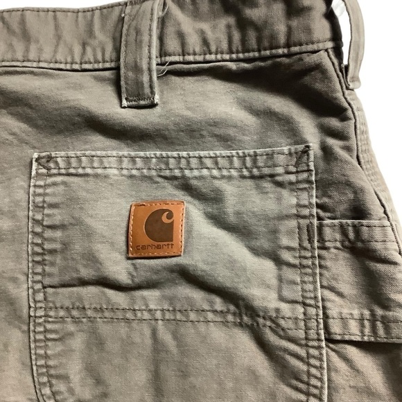 Carhartt Olive Original Fit Dungaree Duck Carpenter Pants Size 38 / 30 - Picture 7 of 8